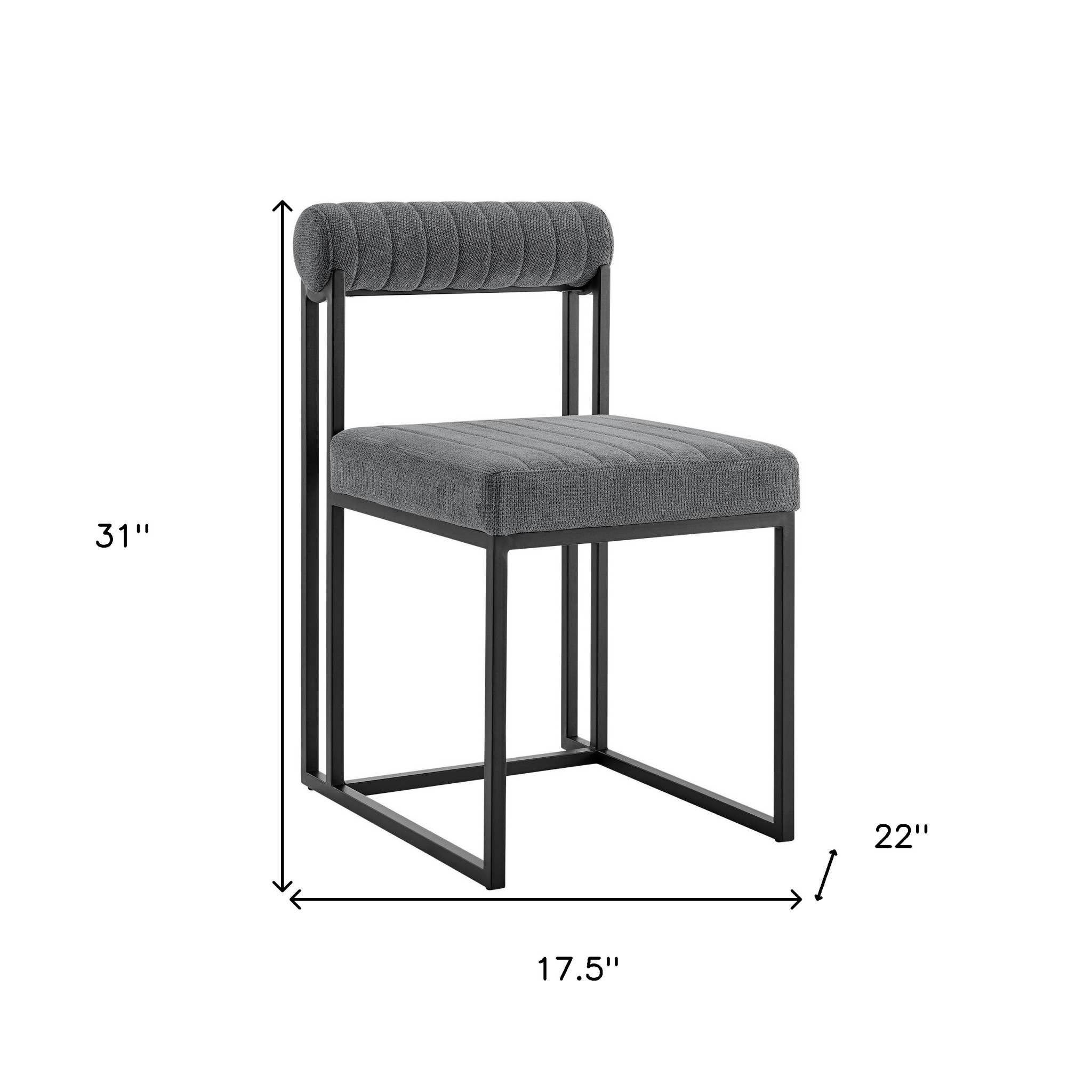 HomeRoots - Wholesale Chair - Set of Two Gray And Black Upholstered Polyester Open Back Dining Side Chairs2