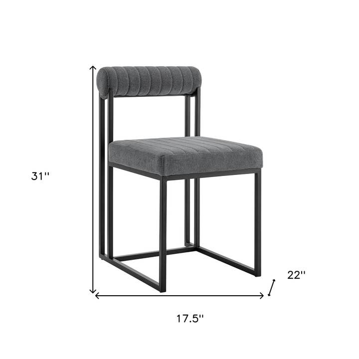 HomeRoots - Wholesale Chair - Set of Two Gray And Black Upholstered Polyester Open Back Dining Side Chairs2