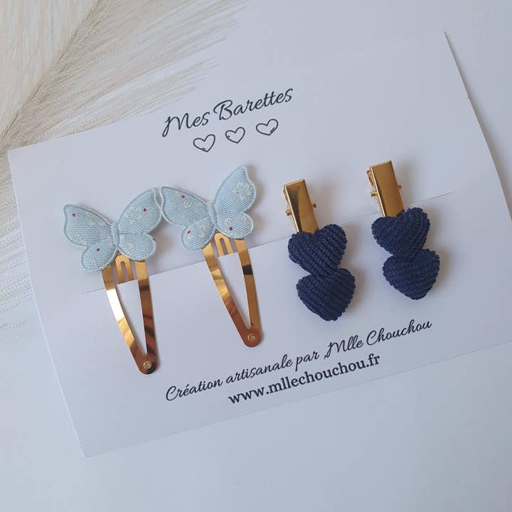 Satz von blauen Haarklammern für den Großhandel von MlleChouChou