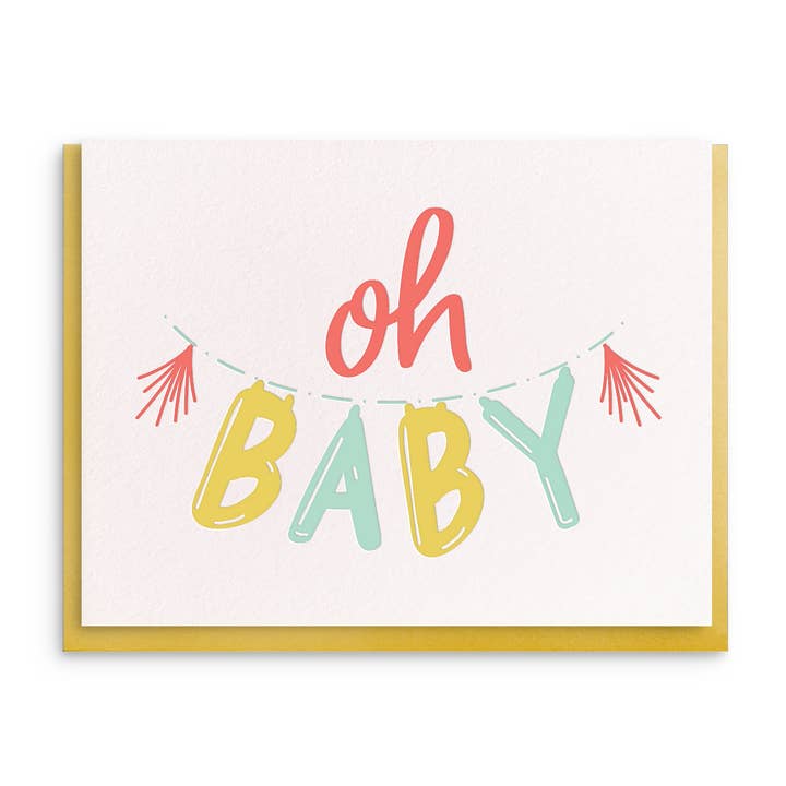 Dahlia Press - Wholesale Baby Card - Oh Baby! - Letterpress Baby Greeting Card