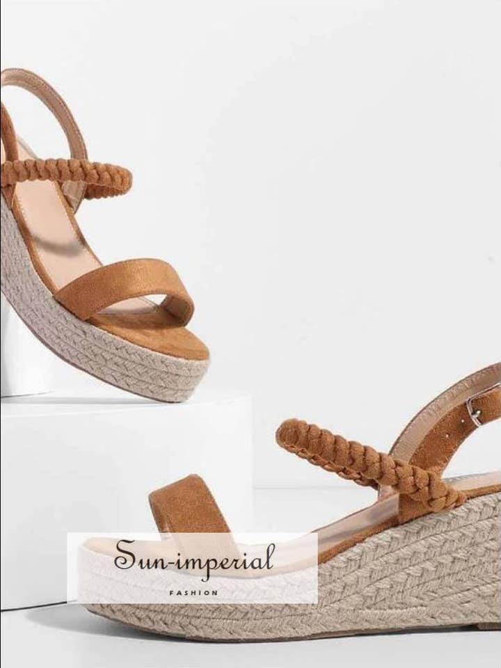 Fuskmocka Espadrille Wedge sandaler flätad ankel rem för wholesale av Sun Imperial