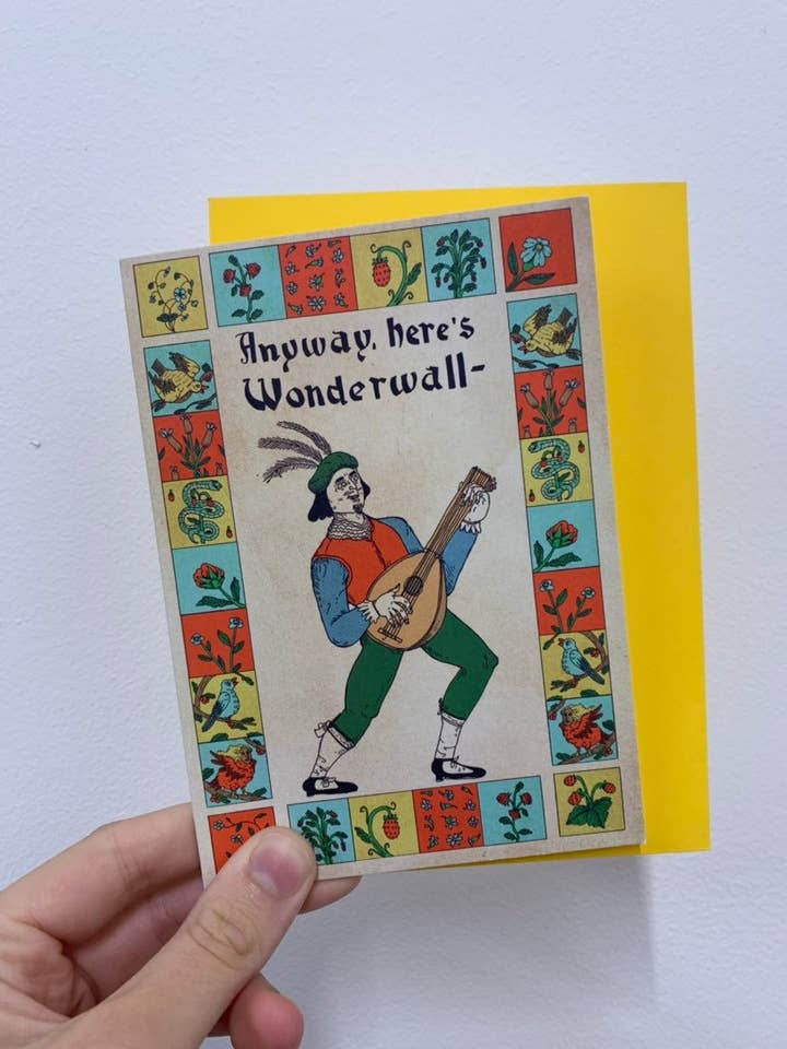 Medieval Lute Birthday Greeting Card "Wonderwall for wholesale by 2B Or Not 2B