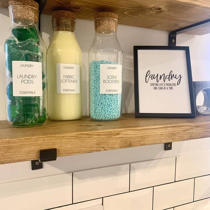 Waterdichte witte stickerbundel voor wassen en schoonmaken, fijn lettertype, 6,35 cm x 7,2 cm/12 labels voor wholesale door WinsterCreations™