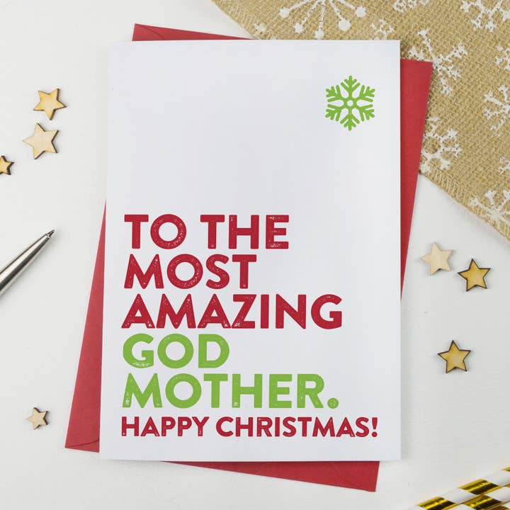 Amazing Godmother Christmas Card for wholesale by A is for Alphabet Ltd