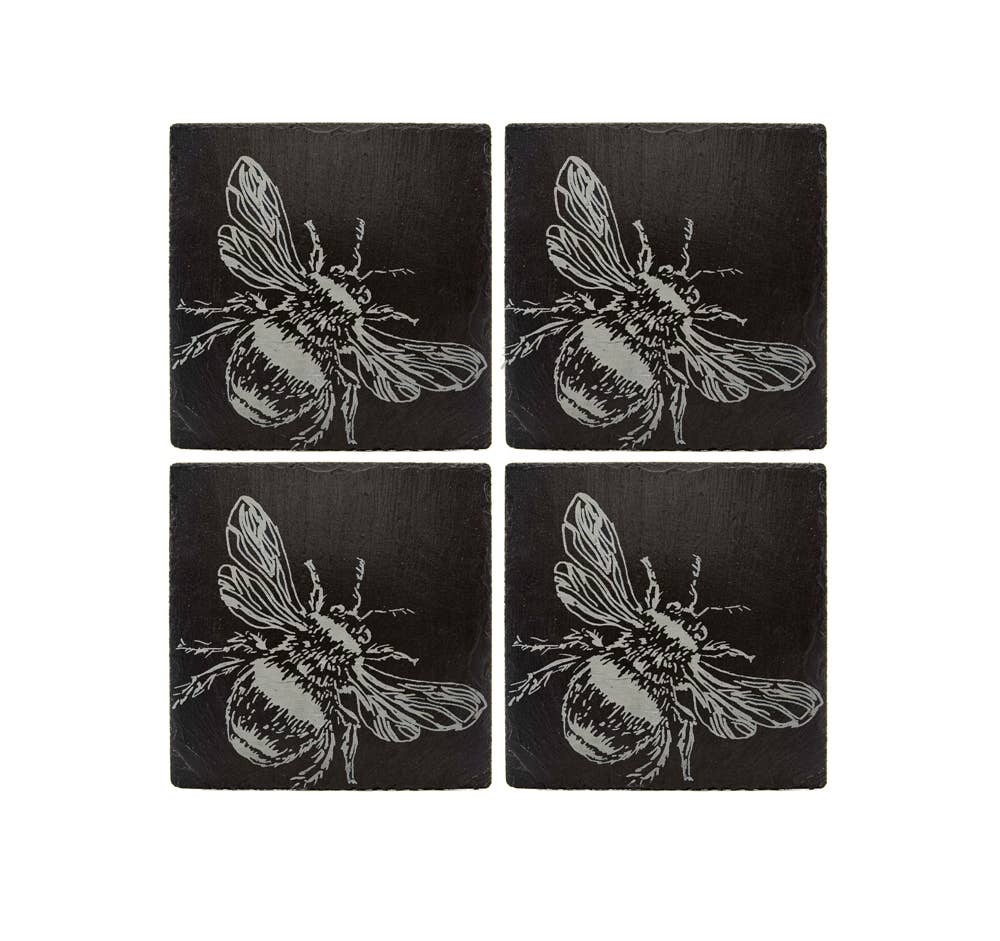 Selbrae House Ltd - Venta al por mayor Posavasos - 4 posavasos de pizarra de abeja2