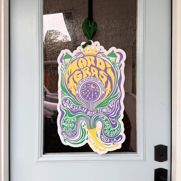 Mardi Gras Psychedelic Door Hanger for wholesale by WHEREable Art, LLC