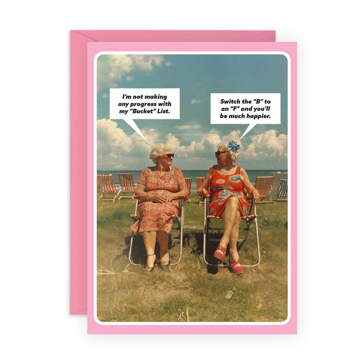 BUCKETLIST GAMLE DAMER Sjov Fødselsdagskort til Hende for engroshandel hos Central 23 Cards