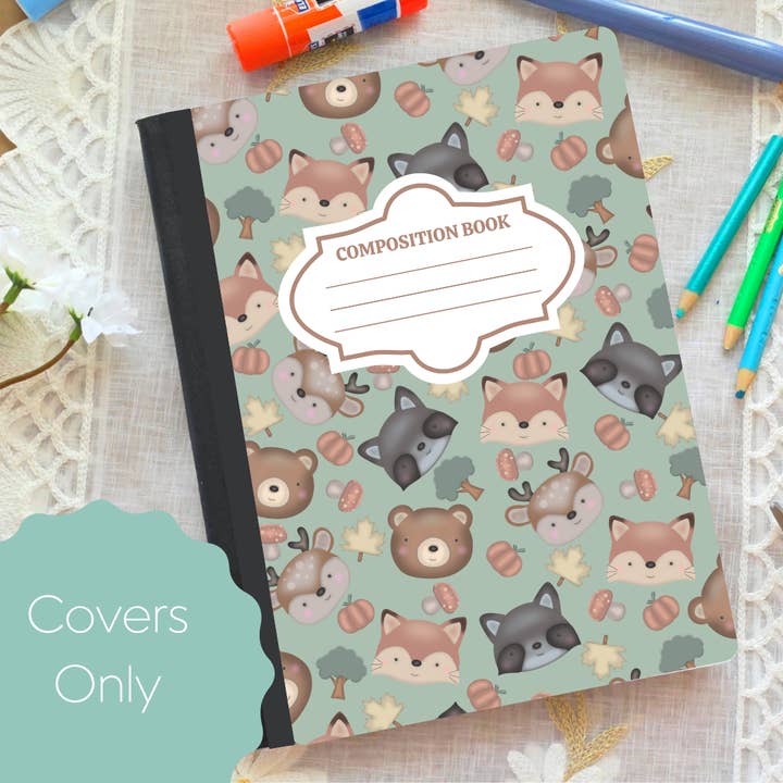 Portada de Cuaderno de Composición de Criaturas del Bosque en Otoño para venta al por mayor de Oily Graphic Creations