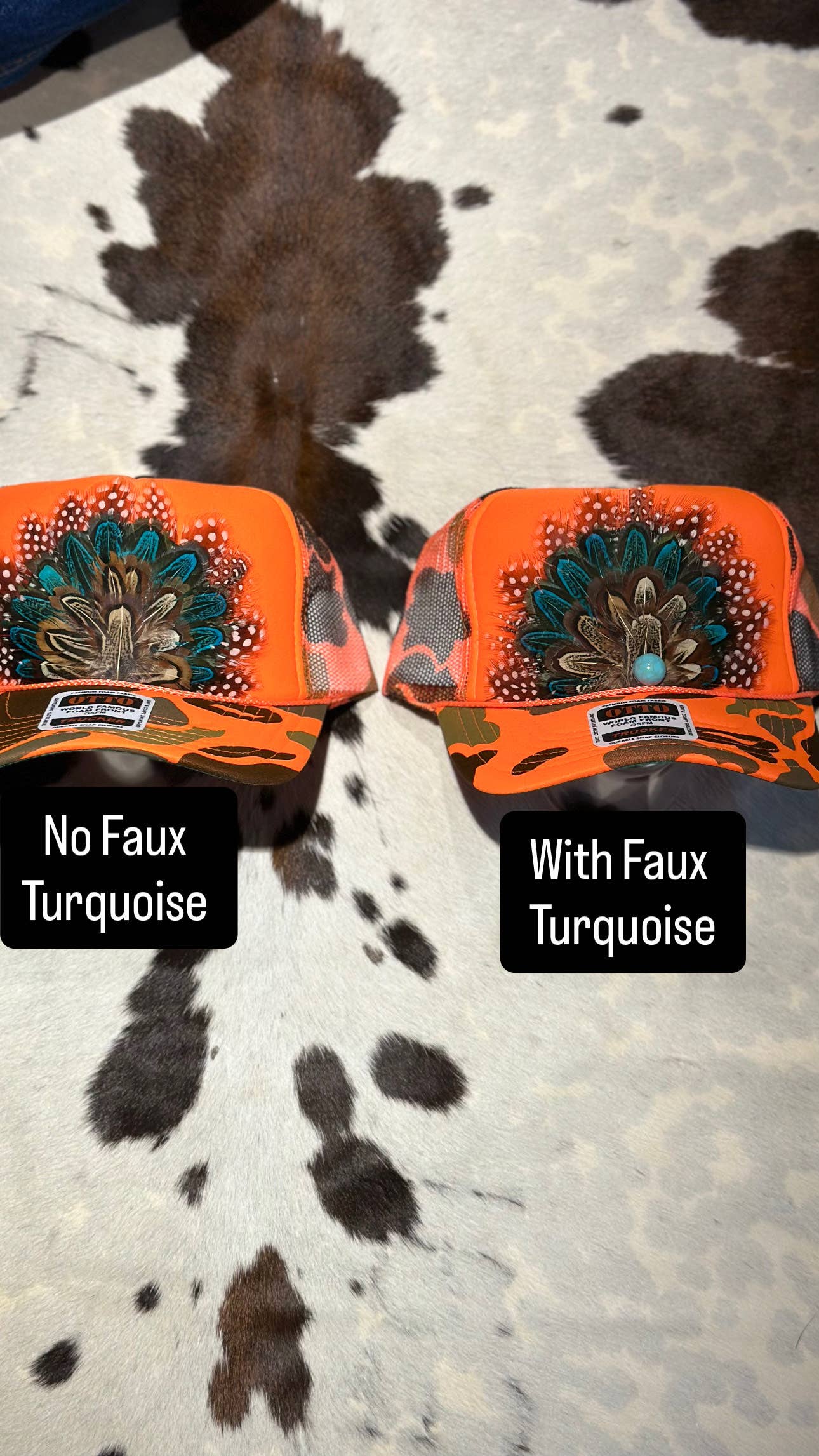 High Ho Silversmithing - Wholesale Trucker Hat - Women's - ORANGE CAMO CAMOUFLAGE FEATHER TRUCKER HAT7