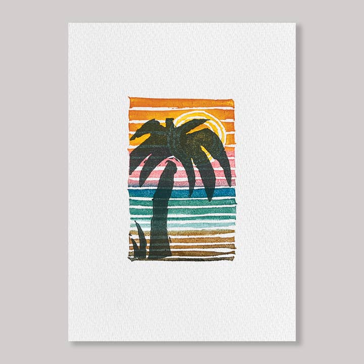 CARVED Palm Tree Sunset 8x10 Art Print | Blank for wholesale by Originals Paper Art