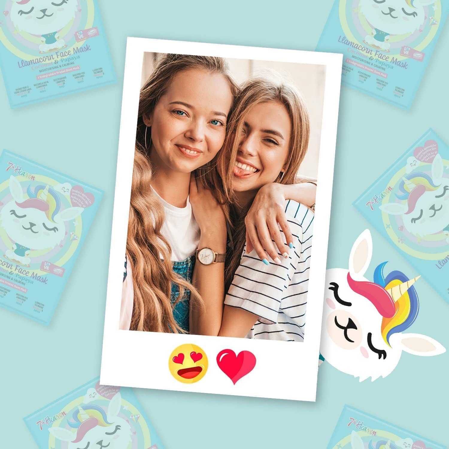 Beauty Goddess - Venta al por mayor Mascarilla - Mascarillas Faciales en Lámina Lamacorn 7th Heaven – Set de Cuidado de la Piel para Niños de 8+ Años – Mascarilla Facial en Lámina con Mezcla de Llama y Unicornio con Coco y Papaya – Mascarillas en Lámina para Calmar, Hidratar y Humectar la Piel6