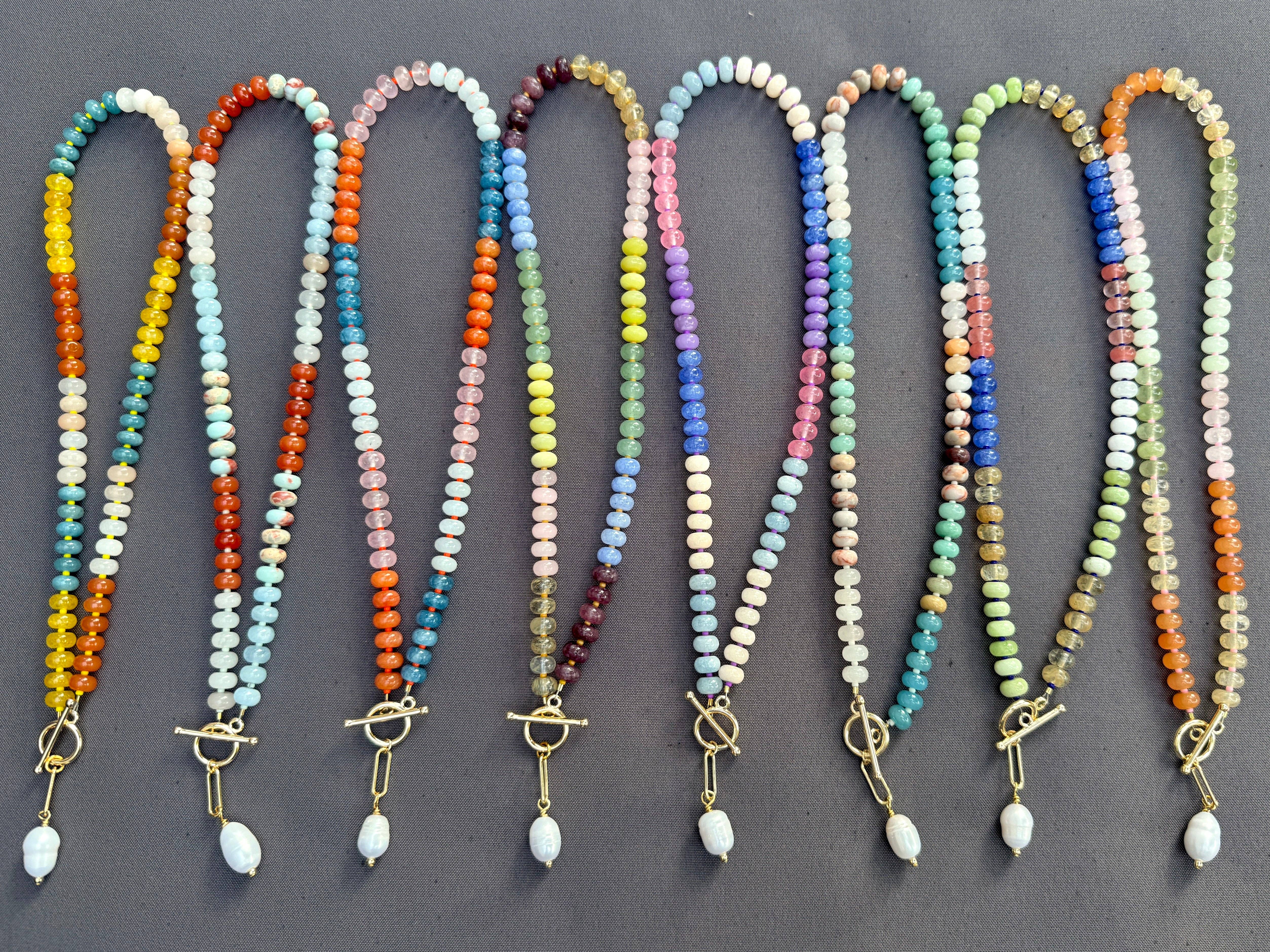 XTRA by Stacey - Wholesale Beaded/pearl necklace - The Gemstone Candy Necklace (8 Color Options)1