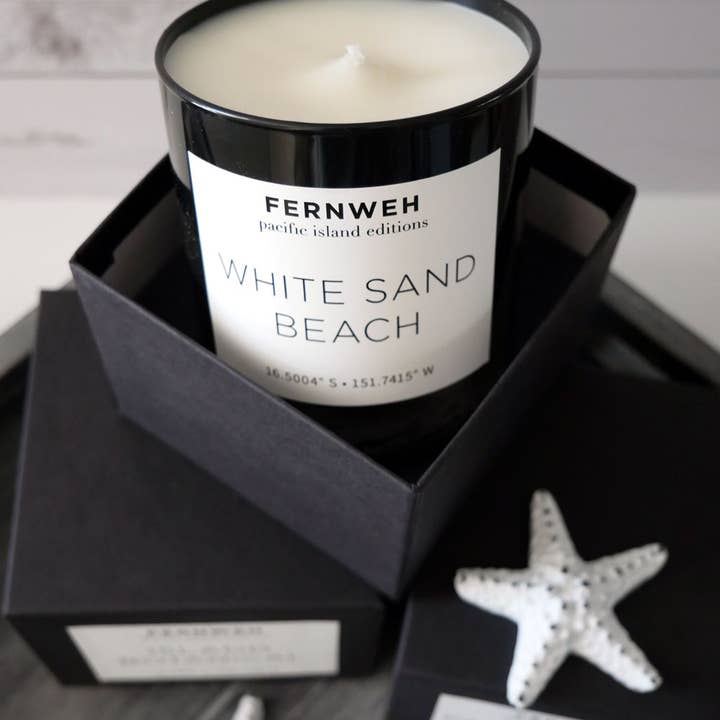 Fernweh Editions - Wholesale Jar/Filled Candle - White Sand Beach Scented Soy Luxury Candle - 11oz Glass3