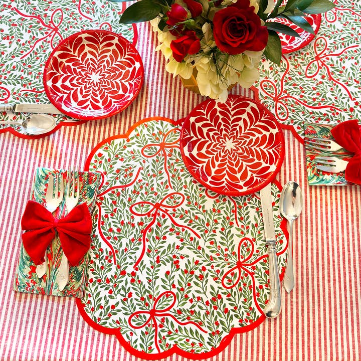 Lucy Grymes Designs - Wholesale Disposable placemat - Holiday Bow Garden Paper Placemats | Set of 246