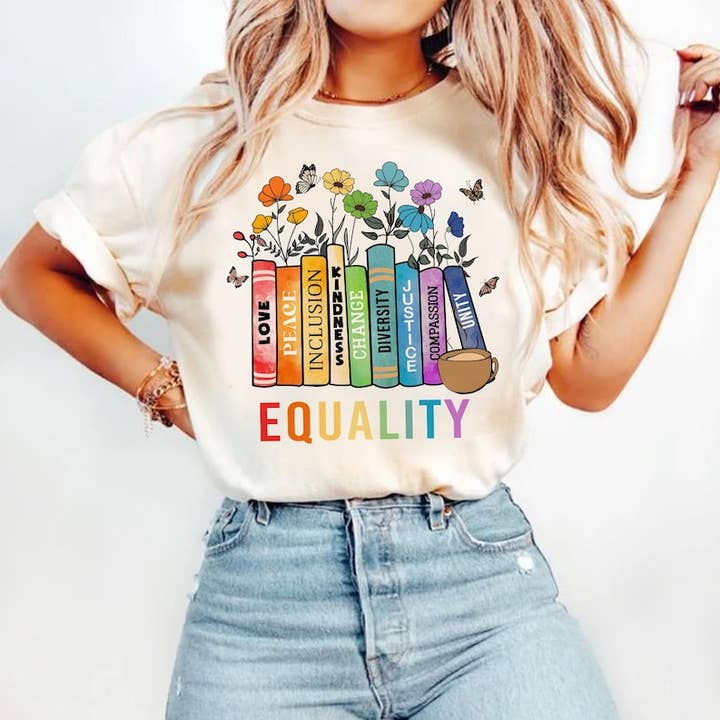 Equal Rights T-shirt, Book Flower Shirt, Social Justice for wholesale by AJCanvasPrints