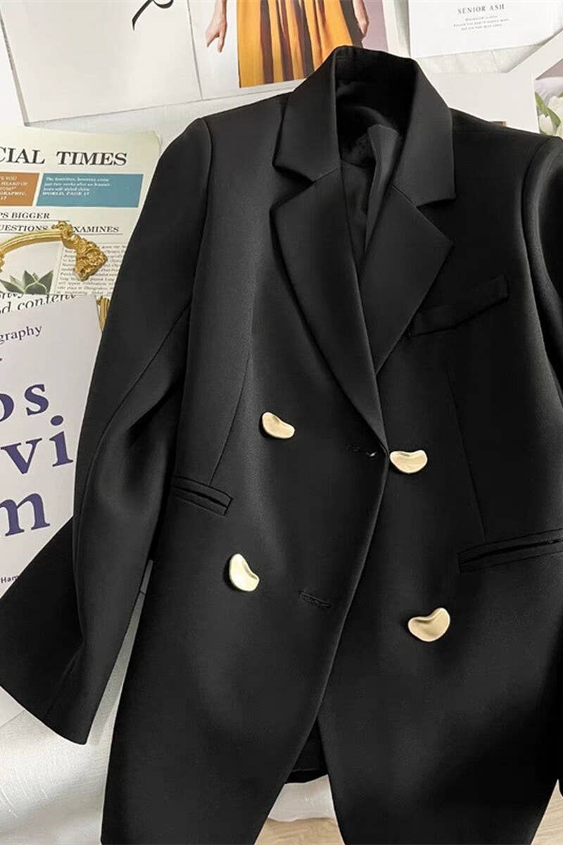 NINEXIS - Wholesale Blazer - Women's - CWOBL0138_SOLID COLOR METAL BUTTON LAPEL COMMUTER SUIT8