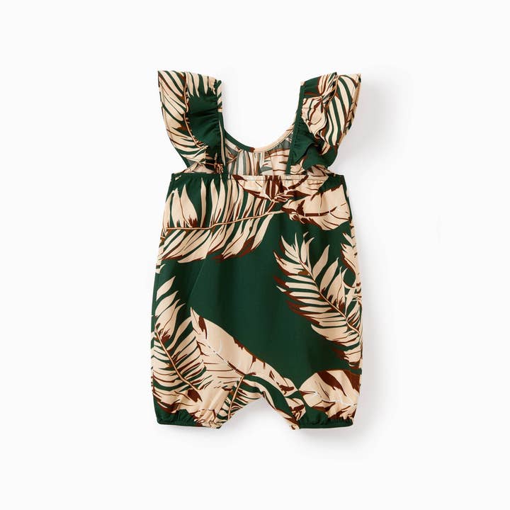 Vert Foncé Ensemble de vêtements de vacances hawaïens assortis pour la famille en vert tropical en vente sur Faire