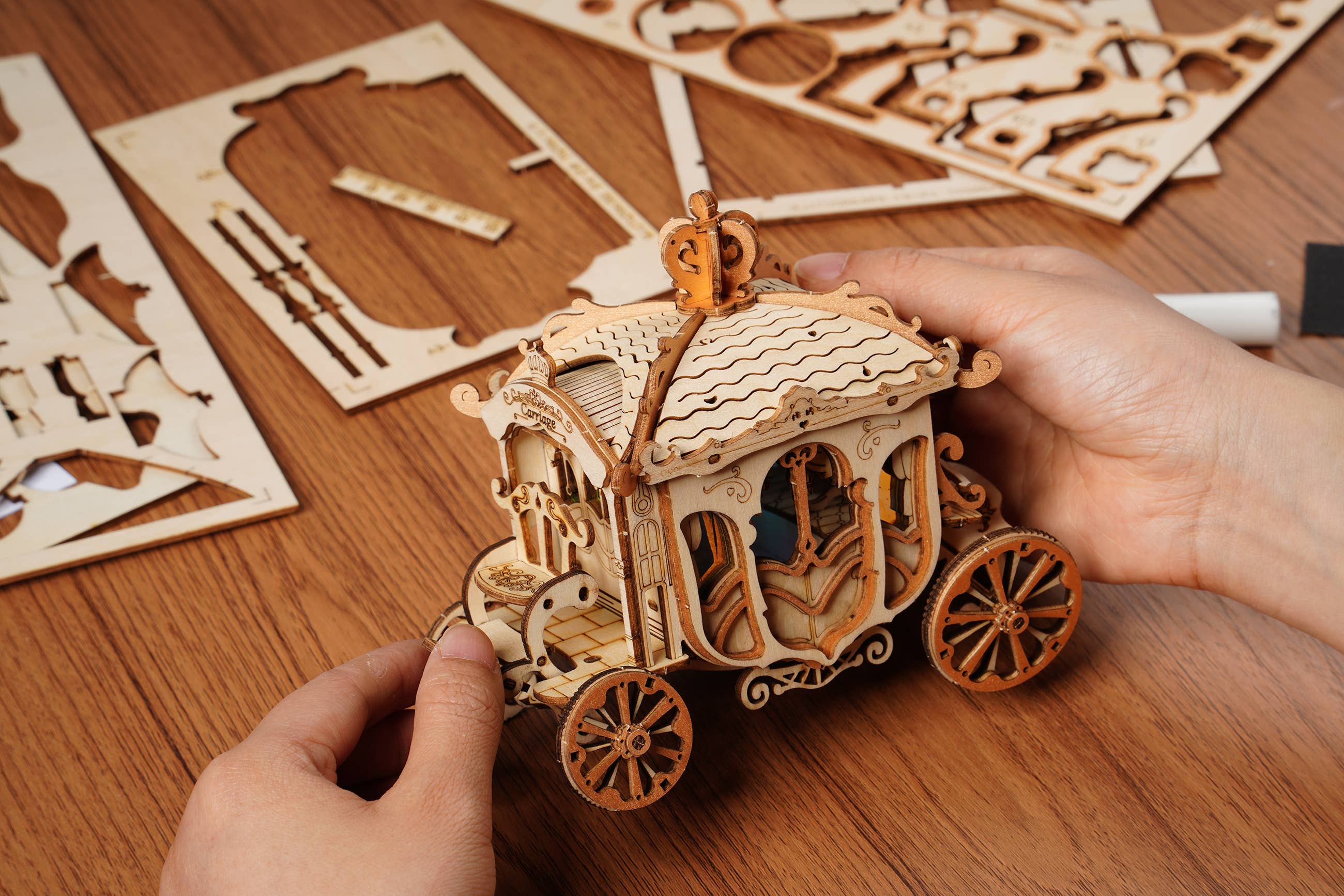 Hands Craft - Wholesale Puzzle - Kids - 3D Laser Cut Wooden Puzzle: Carriage1