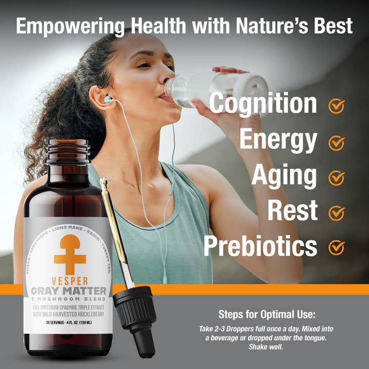 Vesper Mushrooms - Wholesale Tincture - Gray Matter 5 Mushroom Blend - Spagyric (4oz./120ML)1