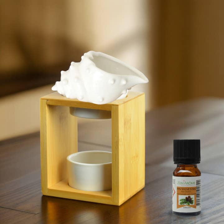 Zen'ArĂ´me - Wholesale Oil Warmer - Scented wax burner - bamboo / Shell ceramic8