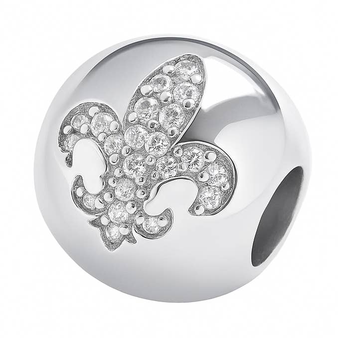 Charm/Anhänger Kugel Fleur de Lys Rhodiniertes Silber 925 und Oz für den Großhandel von TALISMAN JEWELLERY (D&Fidanverdi, S.L.)