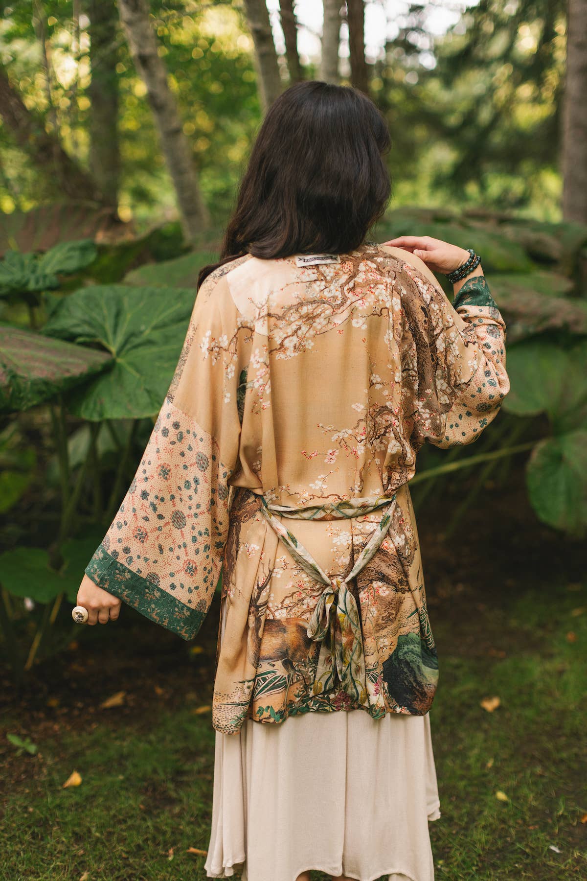 Market of Stars (USA) - Wholesale Kimono - Women's - Fable Matinée Duster Kimono w/ Deer and Moon, mid-length14