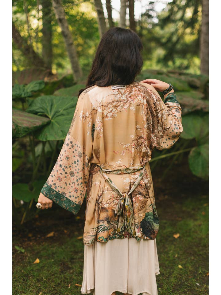 Market of Stars (USA) - Wholesale Kimono - Women's - Fable Matinée Duster Kimono w/ Deer and Moon, mid-length14