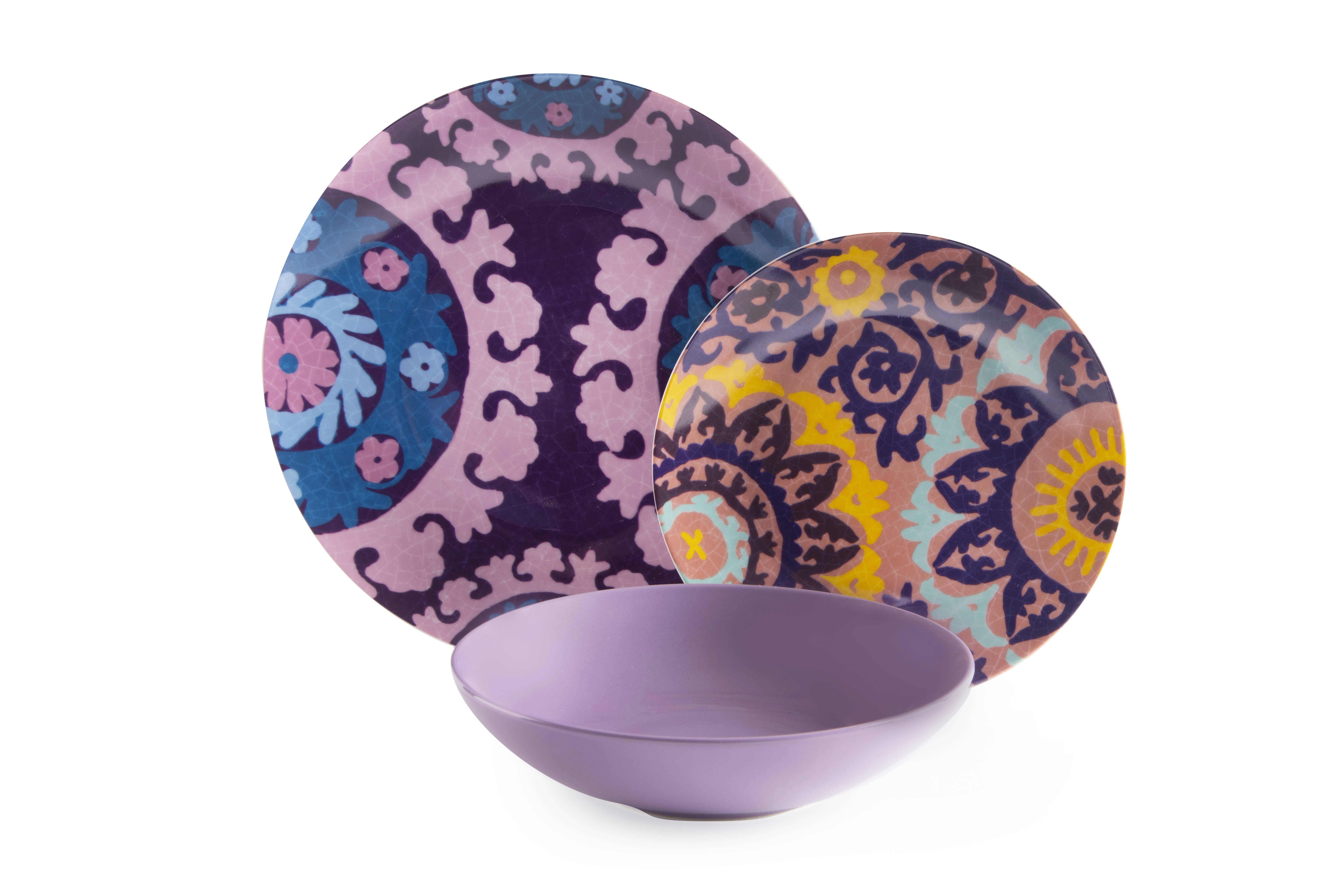multicolour 18-Piece New Delhi Dinnerware Set for wholesale on Faire7