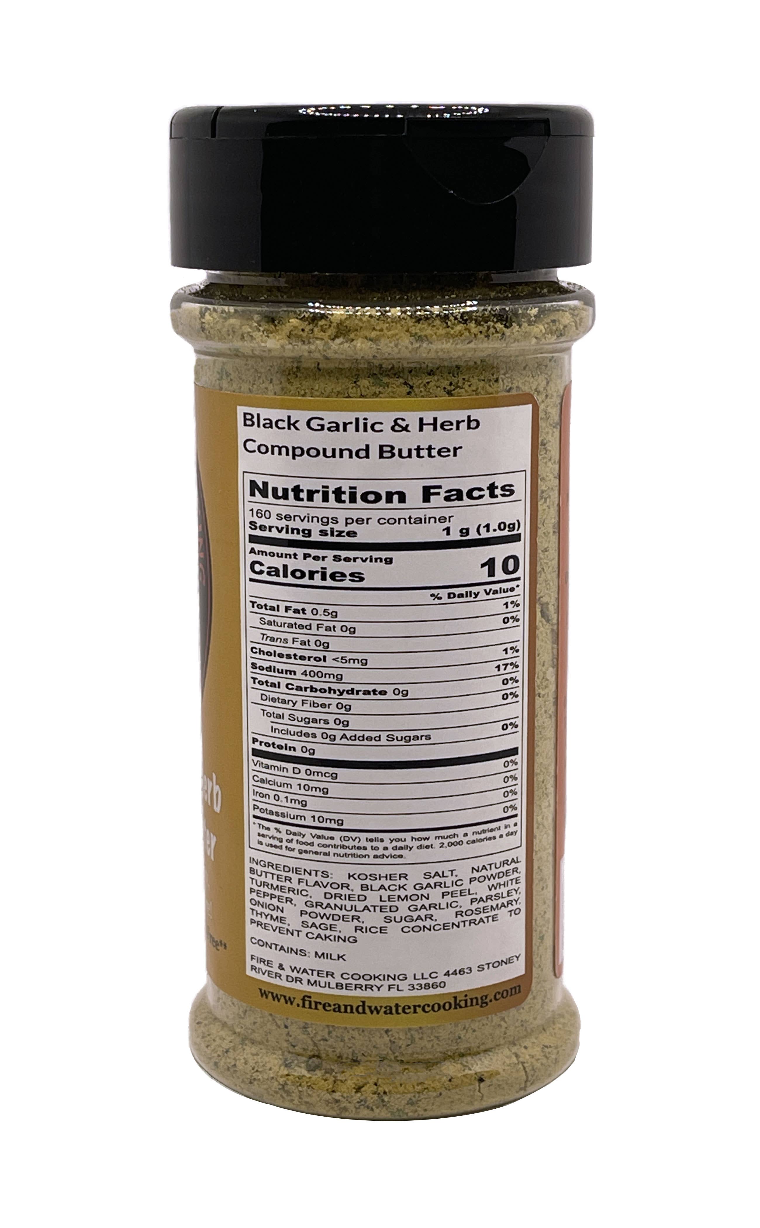 Fire and Water Cooking - Vente Mélanges d'épices séchées - Assaisonnement au beurre composé à l'ail noir et aux herbes Gourmet - 121