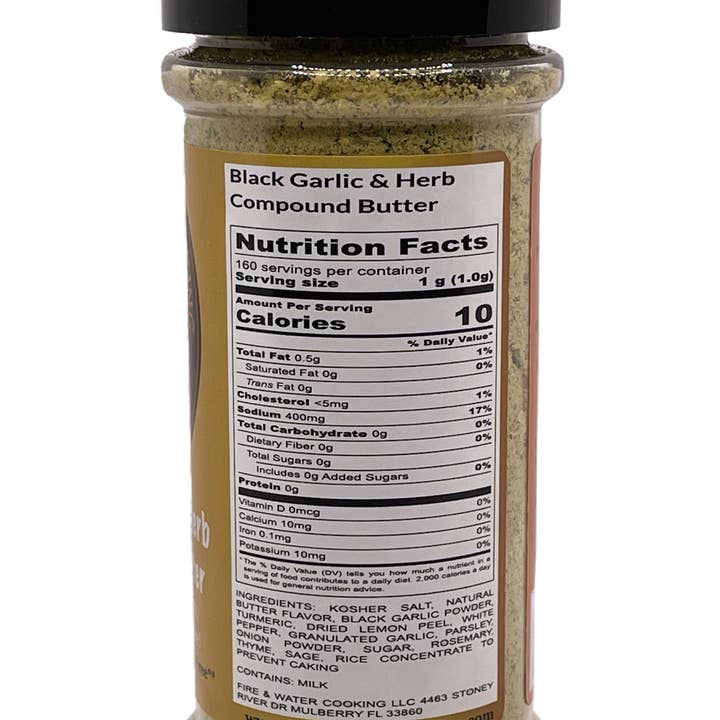 Fire and Water Cooking - Vente Mélanges d'épices séchées - Assaisonnement au beurre composé à l'ail noir et aux herbes Gourmet - 121