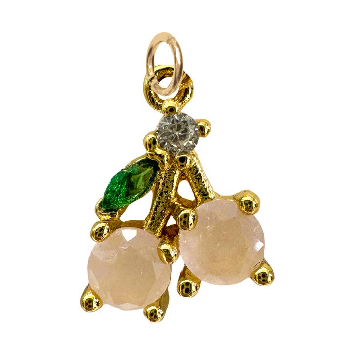 Colar com Charme de Cereja Rosa Claro Para Charme por atacado de Savvy Bling