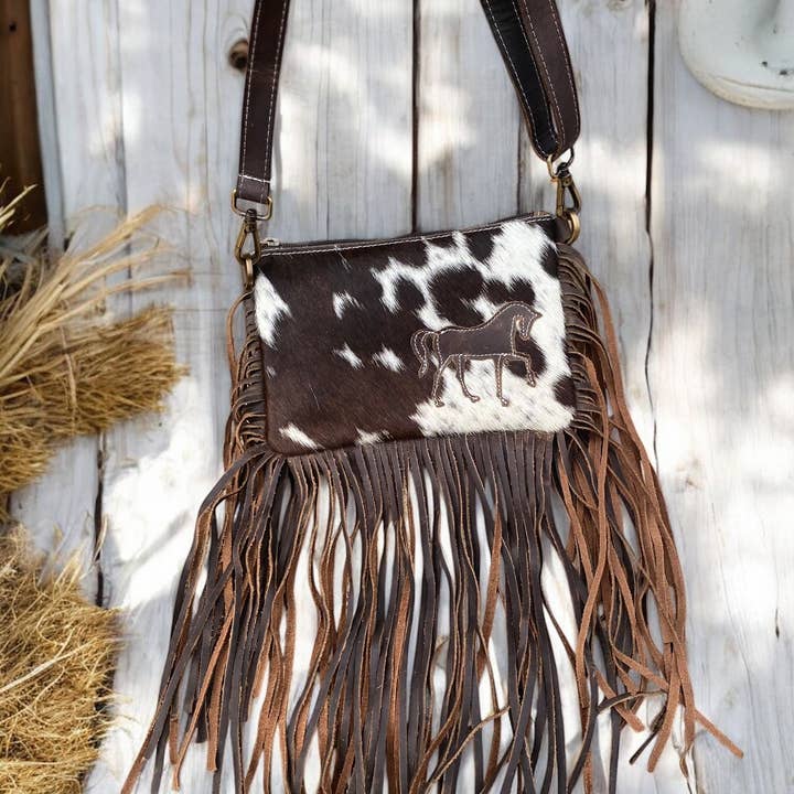 Western Linens - Wholesale Crossbody Bag - Women's - Horse Cowhide Fringe Crossbody