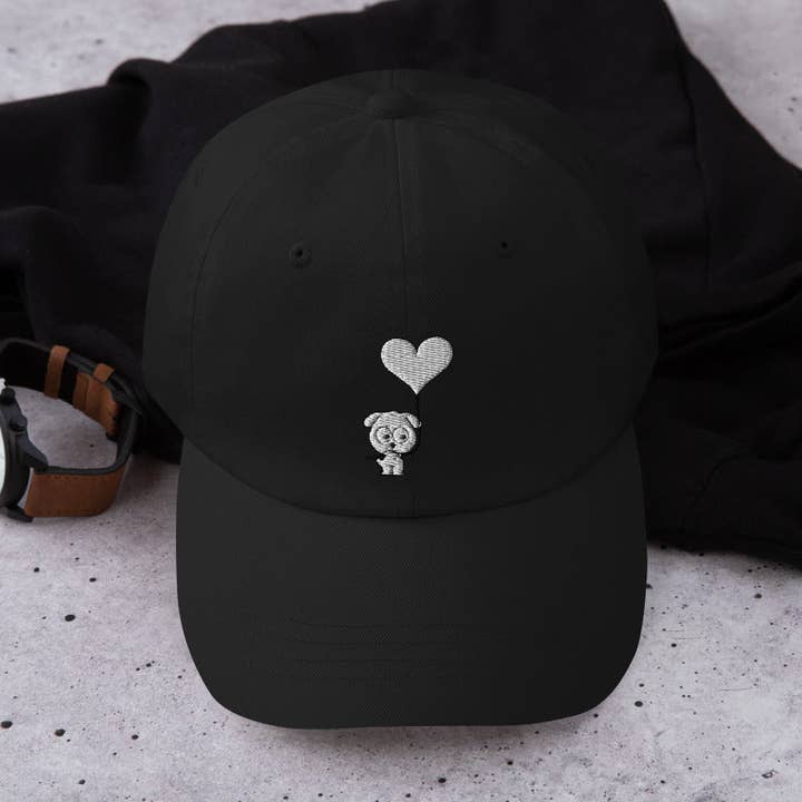 Puppy with a Balloon Dad hat for wholesale by FunnyNikko