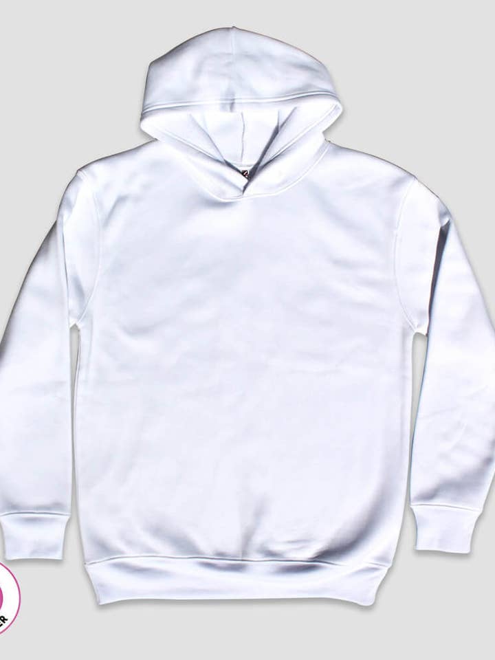 White Fleece Lined Pullover Hoodie Sweatshirt Unisex - Open Sizing for wholesale on Faire