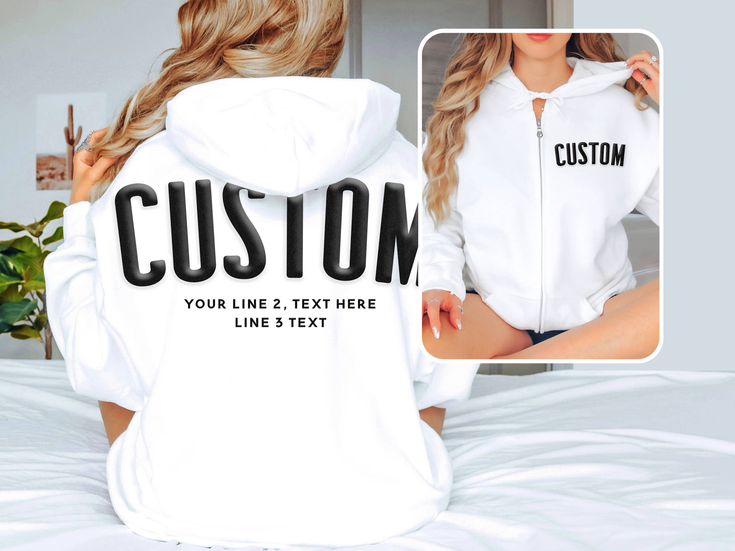 Nobullwoman Apparel - Wholesale Hoodie - Unisex - CUSTOM Front & OVERSIZE Back Puff Print Zipper Hoodie 1