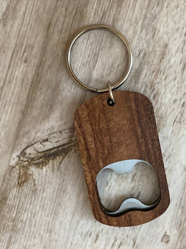 Bottle opener keychain for wholesale by KW Laser Supplies