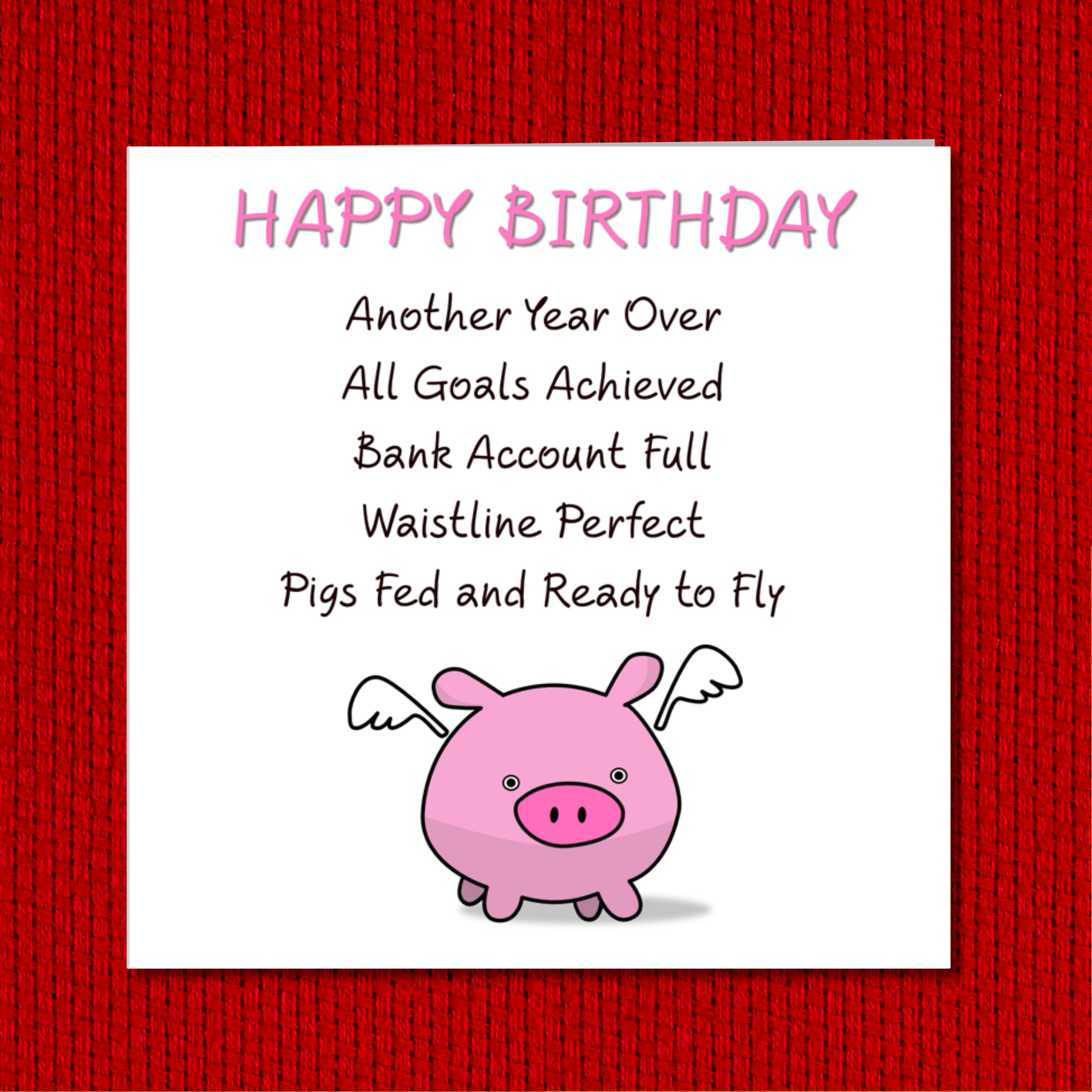 Swizzoo Cards – wholesale Birthday card – Funny Birthday Card - Friend Girlfriend Mum Daughter - Pigs might Fly- Funny Humorous Card Piggy Goals Diet3