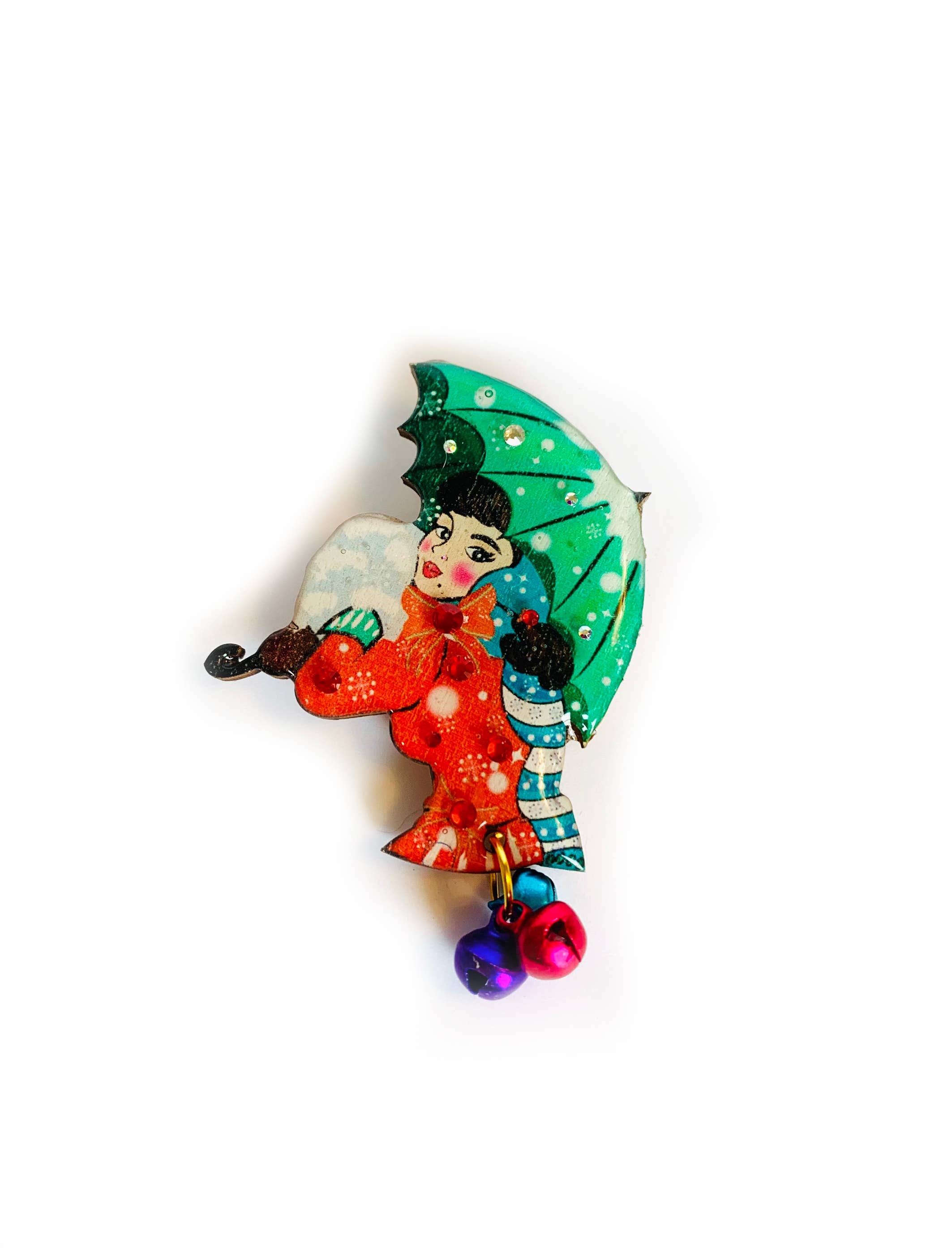 Rosie Rose Parker - Wholesale Brooch - Winter umbrella Christmas brooch Christmas jewellery festive5