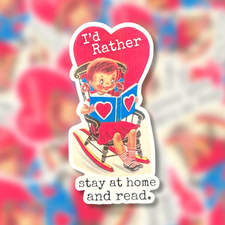 I'd Rather Stay at Home and Read Sticker for wholesale by dkhandmade