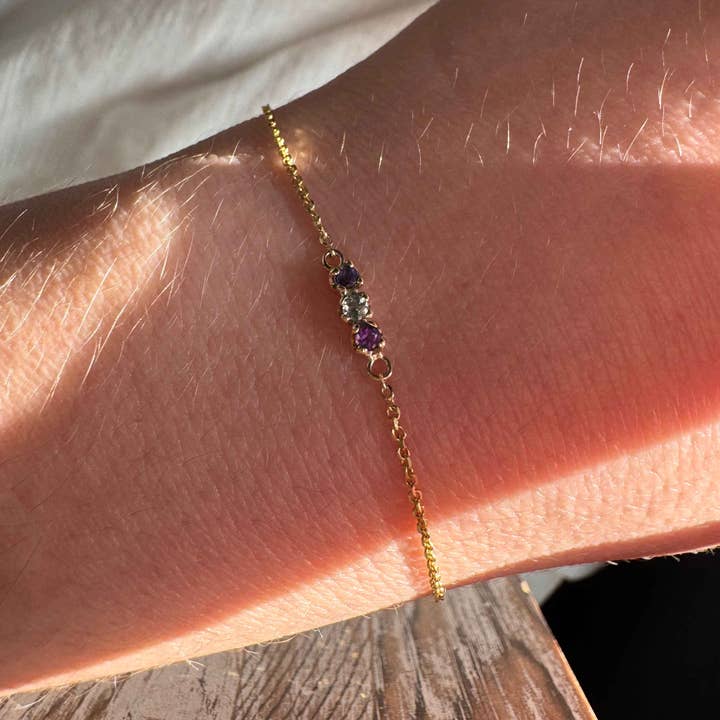 Kimiya Designs - Wholesale Charm/Dangle Bracelet - Dainty 14k Gold Birthstone Bracelet2