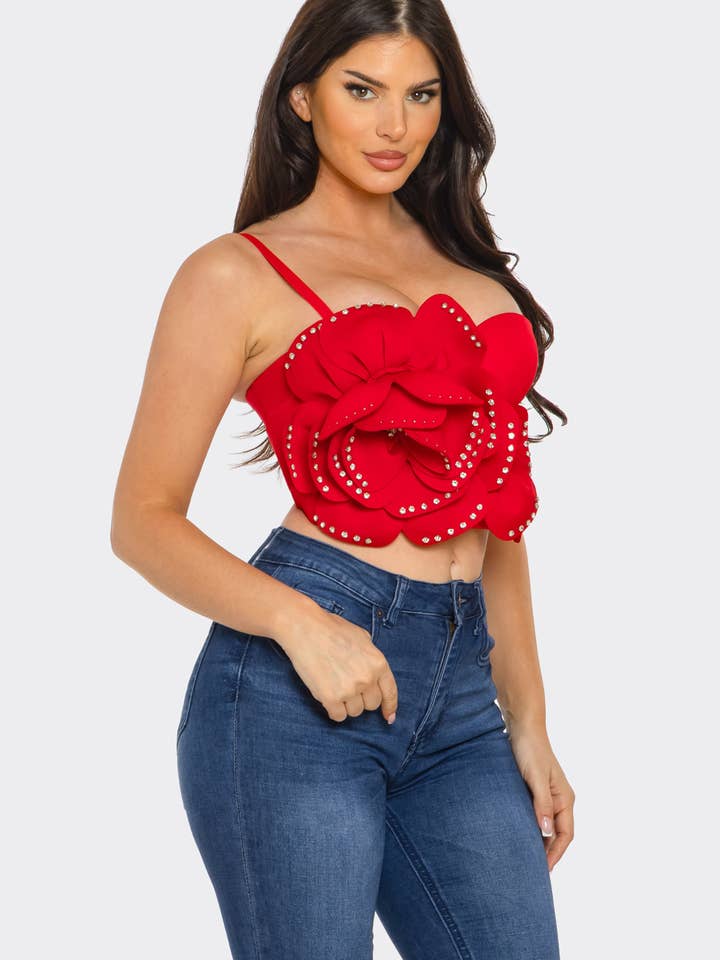 NEWGENS - Wholesale Corset - Women's - NT1113A 3D Floral Bustier Crop Top3