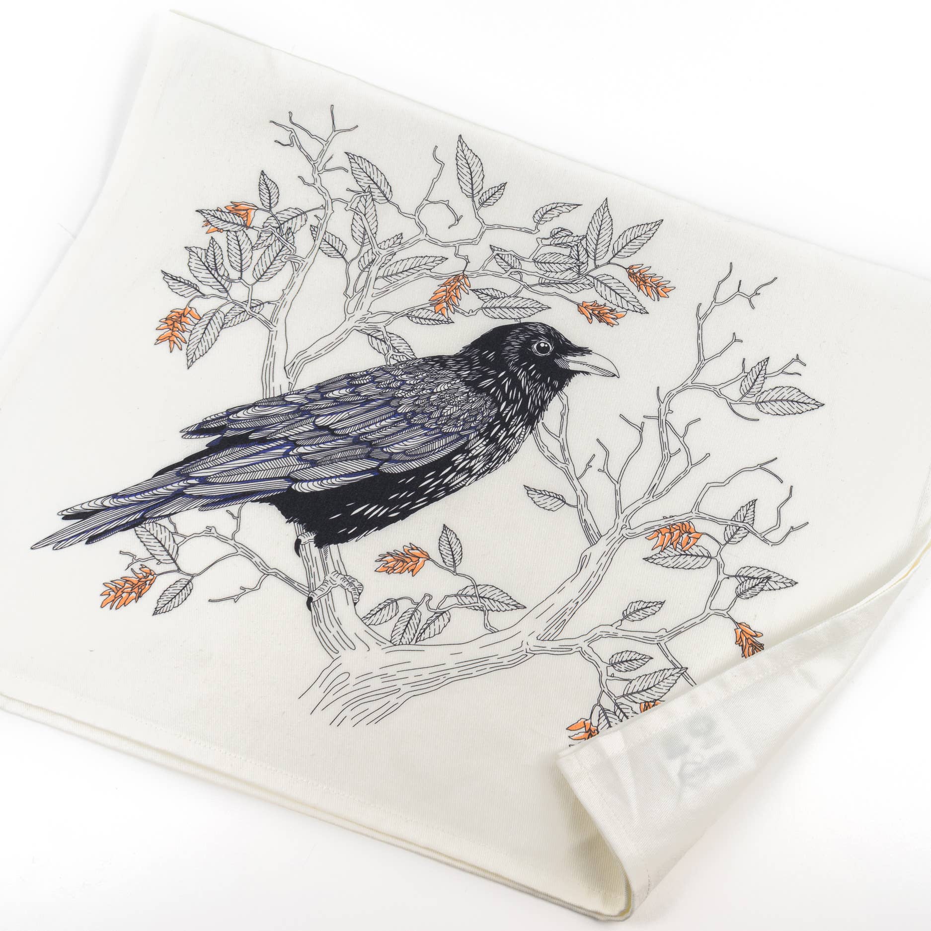 Porchlight Press Letterpress - Wholesale Tea Towel - Common Raven Tea Towel - West Coast Birds1