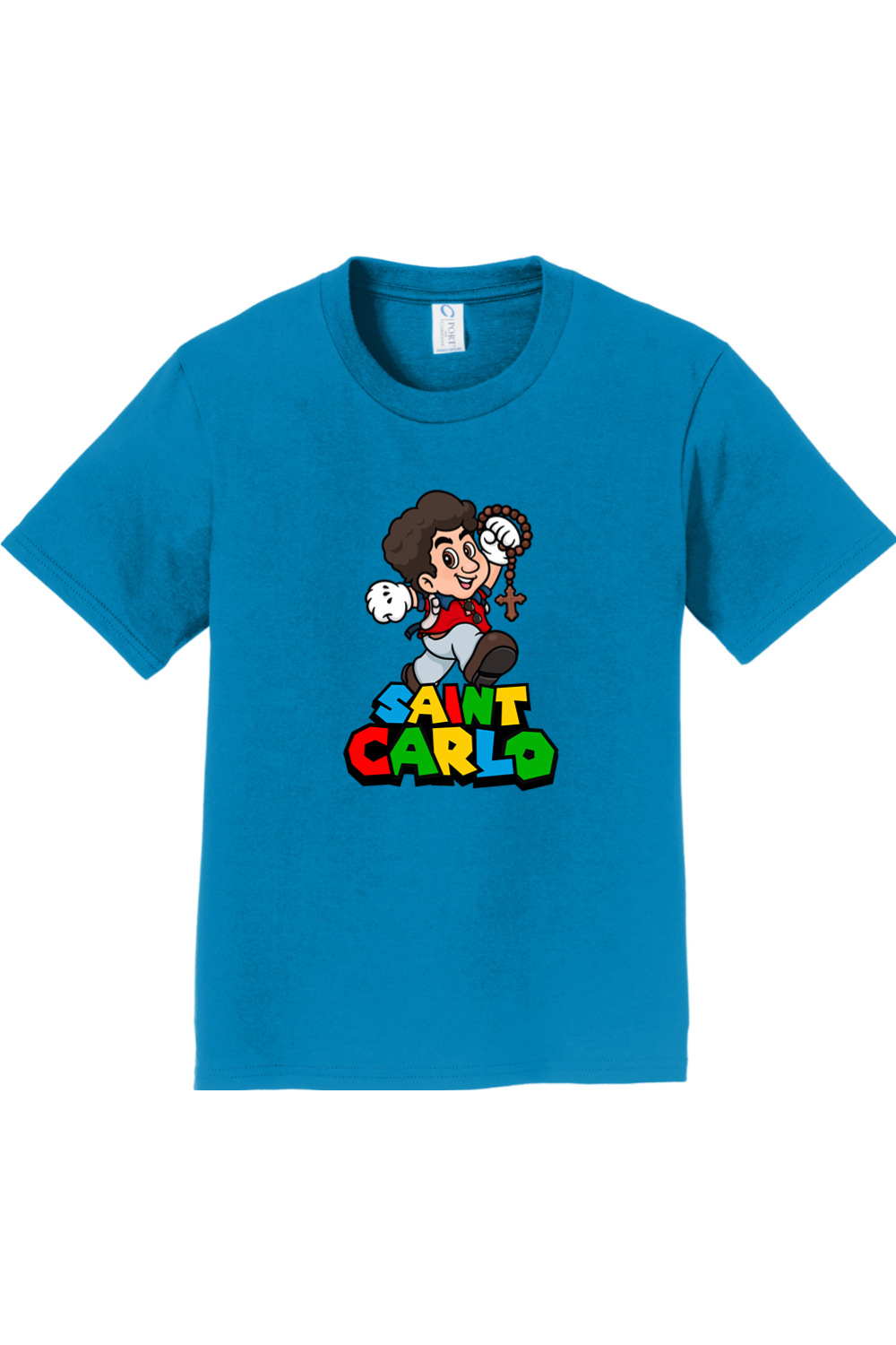 Sock Religious - Wholesale Screen Printed T-Shirt - Kids - Super St. Carlo Acutis Youth T-Shirt2