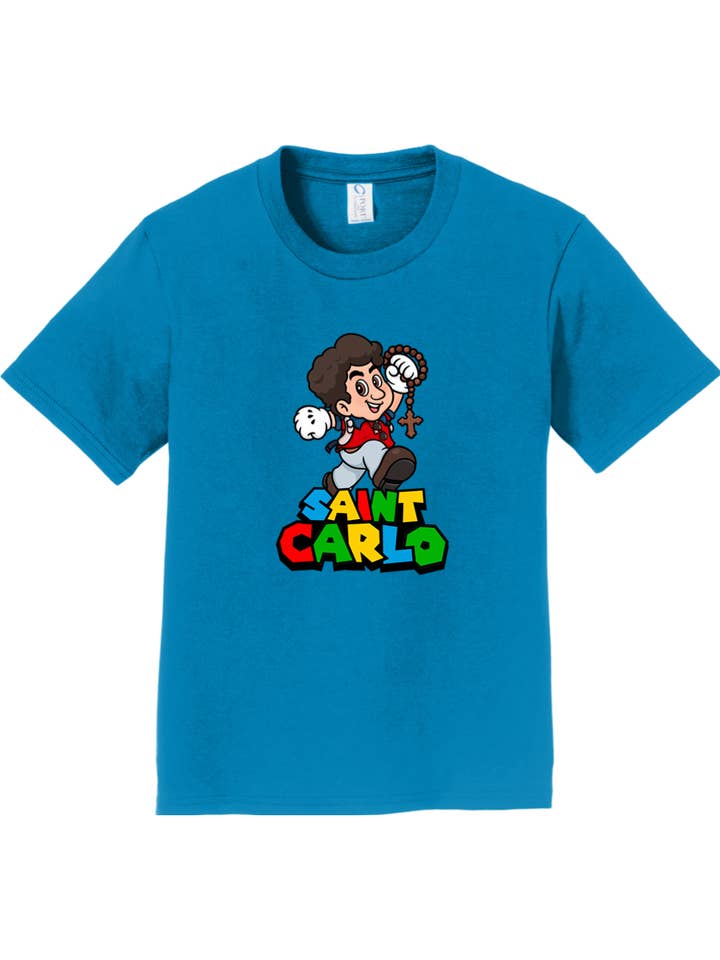 Sock Religious - Wholesale Screen Printed T-Shirt - Kids - Super St. Carlo Acutis Youth T-Shirt2
