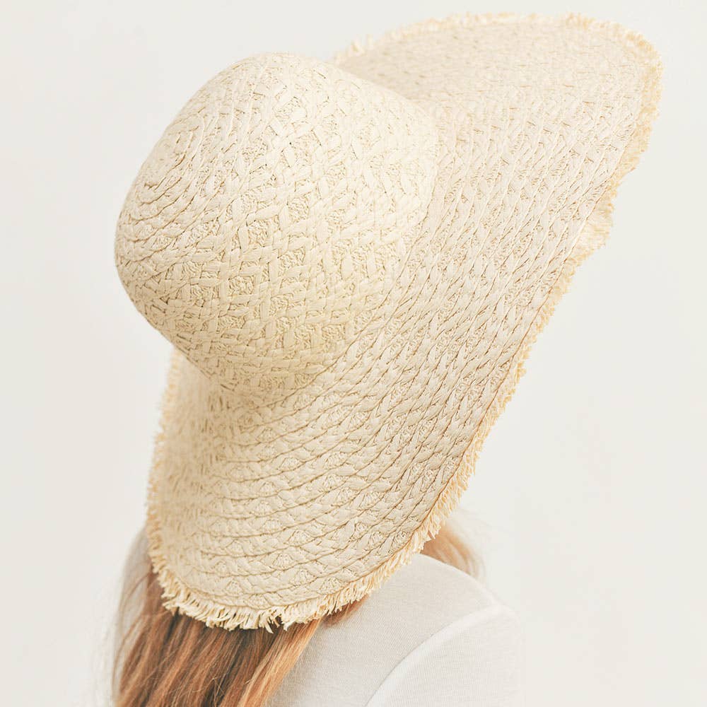 Sensibling Corp. - Wholesale Straw Hat - Women's - Trim Detailed Solid Straw Sun Hat
7