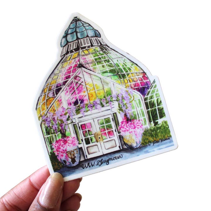 Joelle Hanton Art - Wholesale Sticker - Vinyl Sticker - Greenhouse Conservatory Watercolor Design1