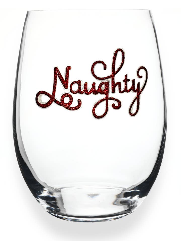 Naughty Stemless Wine Glass for wholesale by The Queens' Jewels®