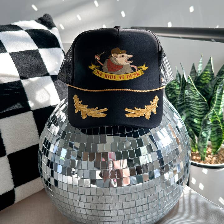 We Ride At Dusk- Opossum Cowboy Trucker Hat for wholesale by Cluster Funk Studio