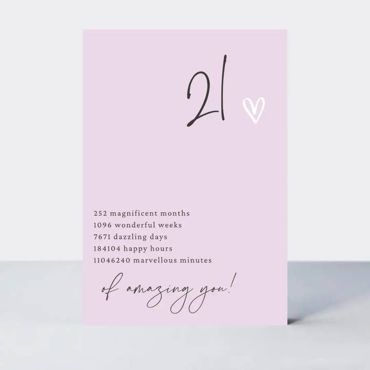 Little Notes 21st Birthday Card - Pink for wholesale by Petimo