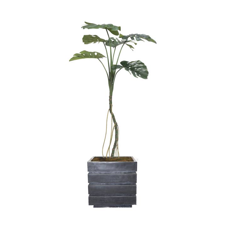 65" Artificial Monstera with Black Planter for wholesale by Vintage Home